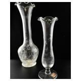 Vintage Glassware Collection with Half Frosted Yellow Pitcher and Decorative Bowls