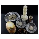 Home Decor Collection with Crystal Clock, Candle Holders and Assorted Pieces