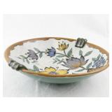 Royal Zuid-Holland Gouda Hand-Painted Floral Bowl with Handles