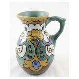 Gouda Holland Hand-Painted Ceramic Pitcher with Floral Motif