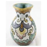 Gouda Holland Hand-Painted Ceramic Pitcher with Floral Motif