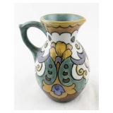 Gouda Holland Hand-Painted Ceramic Pitcher with Floral Motif