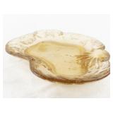 Vintage Amber Glass Trinket Dish with Embossed Floral Pattern