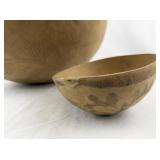 Set of 2 Hand-Carved Decorative Wooden Bowls with Floral Patterns