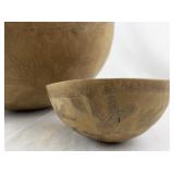 Set of 2 Hand-Carved Decorative Wooden Bowls with Floral Patterns