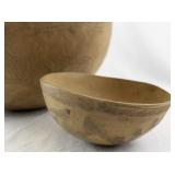 Set of 2 Hand-Carved Decorative Wooden Bowls with Floral Patterns