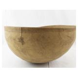 Set of 2 Hand-Carved Decorative Wooden Bowls with Floral Patterns