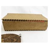 Collection of Vintage Wood Burned Boxes and Floral Wall Plaque