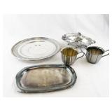 Various Manufactured Silver Plate Serving Set with Trays, Bowls, and Cups