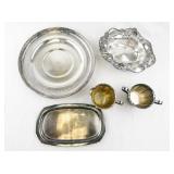 Various Manufactured Silver Plate Serving Set with Trays, Bowls, and Cups