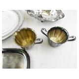 Various Manufactured Silver Plate Serving Set with Trays, Bowls, and Cups
