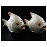 Pair of Vintage Fish Shaped Ceramic Salt and Pepper Shakers