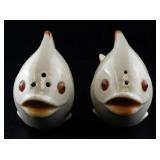 Pair of Vintage Fish Shaped Ceramic Salt and Pepper Shakers