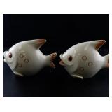 Pair of Vintage Fish Shaped Ceramic Salt and Pepper Shakers