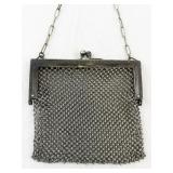 Vintage Metal Mesh Chainmail Purse with Clasp and Chain Handle