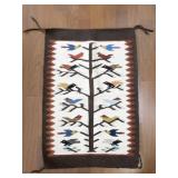 Handwoven Vintage Tree of Life Tapestry Rug with Birds Motif