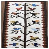 Handwoven Vintage Tree of Life Tapestry Rug with Birds Motif