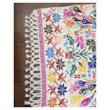 Handwoven Multicolor Embroidered Textile with Birds and Floral Patterns