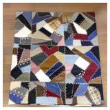 Handmade Vintage Patchwork Quilted Blanket with Embroidery