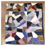 Handmade Vintage Patchwork Quilted Blanket with Embroidery