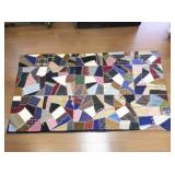 Handmade Vintage Patchwork Quilted Blanket with Embroidery