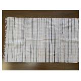 Woven Cotton Area Rug with Pastel Stripes and Fringe