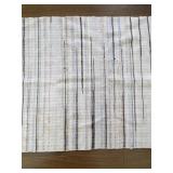 Woven Cotton Area Rug with Pastel Stripes and Fringe