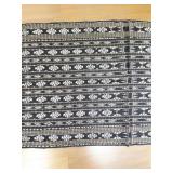 Handwoven Black and White Patterned Area Rug with Fringe
