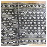 Handwoven Black and White Patterned Area Rug with Fringe