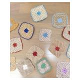 Set of 15 Handmade Crochet Granny Squares Assorted Colors