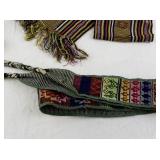Set of 4 Handwoven Belts and Colorful Pom Pom Accessory