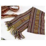 Set of 4 Handwoven Belts and Colorful Pom Pom Accessory