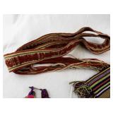 Set of 4 Handwoven Belts and Colorful Pom Pom Accessory