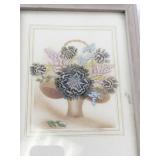 Framed Prairie Pictures Feather Flower Craft Artwork by Ida Biese
