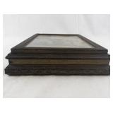 Antique Wooden Jewelry Box with Mirror and Framed Art Lid