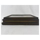 Antique Wooden Jewelry Box with Mirror and Framed Art Lid