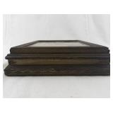 Antique Wooden Jewelry Box with Mirror and Framed Art Lid