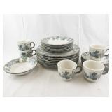 METLOX "Poppytrail" Stoneware Dinnerware Set with Blue Grape Pattern, 27 Pieces