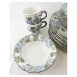 METLOX "Poppytrail" Stoneware Dinnerware Set with Blue Grape Pattern, 27 Pieces