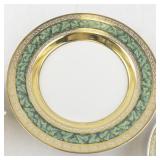 WWI KPM (Königliche Porzellan-Manufaktur) Set of 4 Porcelain Tea Cups with Saucers and Plates Gold and Green Ivy Design