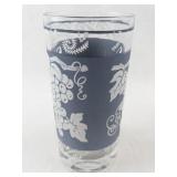 HAZEL-ATLAS Set of 8 Vintage Frosted Grape Motif Drinking Glasses