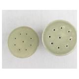REDWING "Capistrano" Textured Sage Green Ceramic Tea Set with Bowls, Cups, Creamer, and Sugar Shaker - 11 Pieces