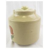 Red Wing Saffron Ware Stoneware Cookie Jar with Floral Design and Lid