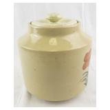 Red Wing Saffron Ware Stoneware Cookie Jar with Floral Design and Lid