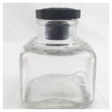 Vintage Glass Inkwell with Black Stopper