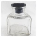 Vintage Glass Inkwell with Black Stopper