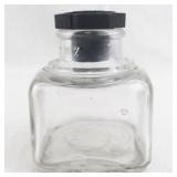Vintage Glass Inkwell with Black Stopper