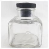 Vintage Glass Inkwell with Black Stopper
