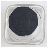 Vintage Glass Inkwell with Black Stopper