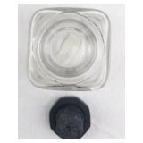 Vintage Glass Inkwell with Black Stopper